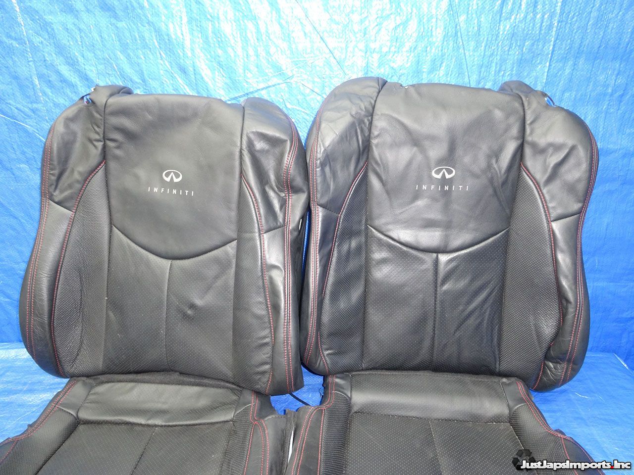 11 12 INFINITI G37 COUPE IPL OEM BLACK LEATHER FRONT SEAT COVERS RED STITCHING eBay